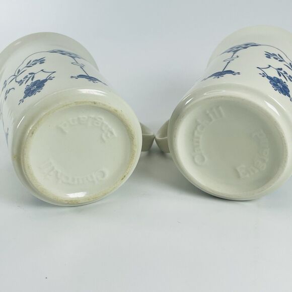 2 Churchill Finlandia Blue White Floral Flared Mouth Coffee Mug Made in England - Picture 10 of 10